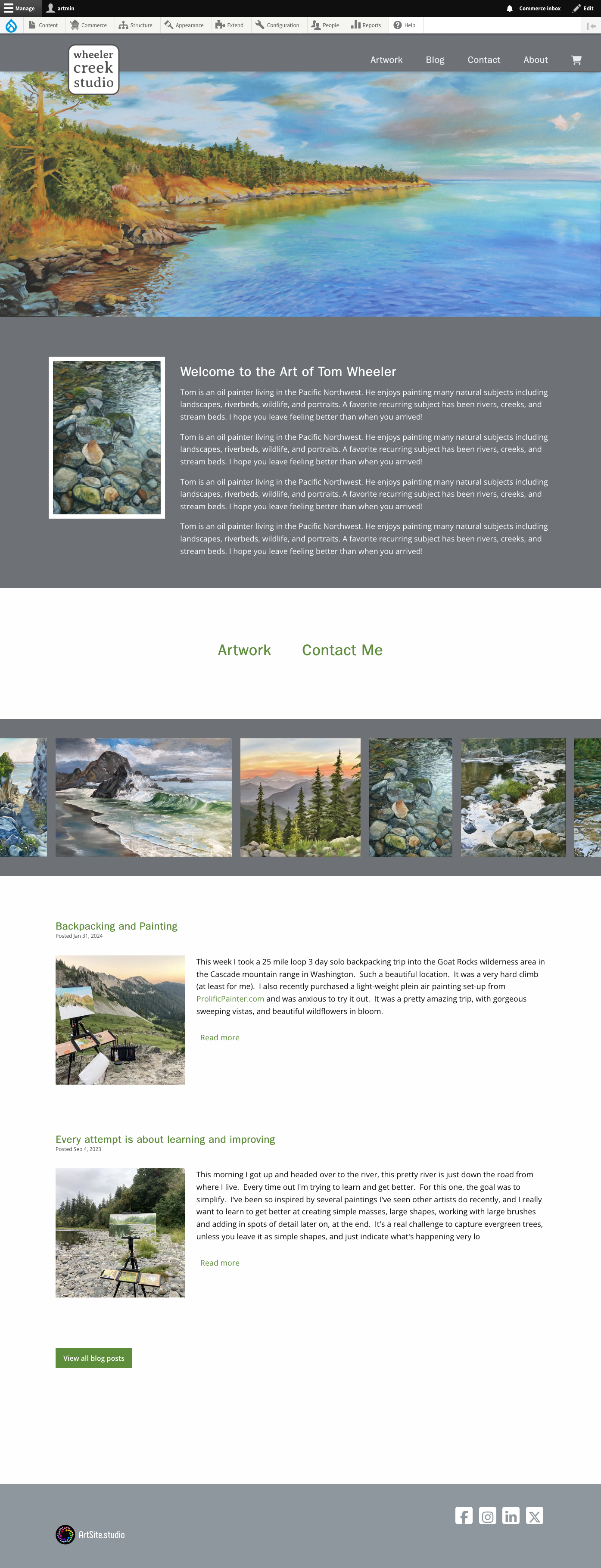 artist homepage layout